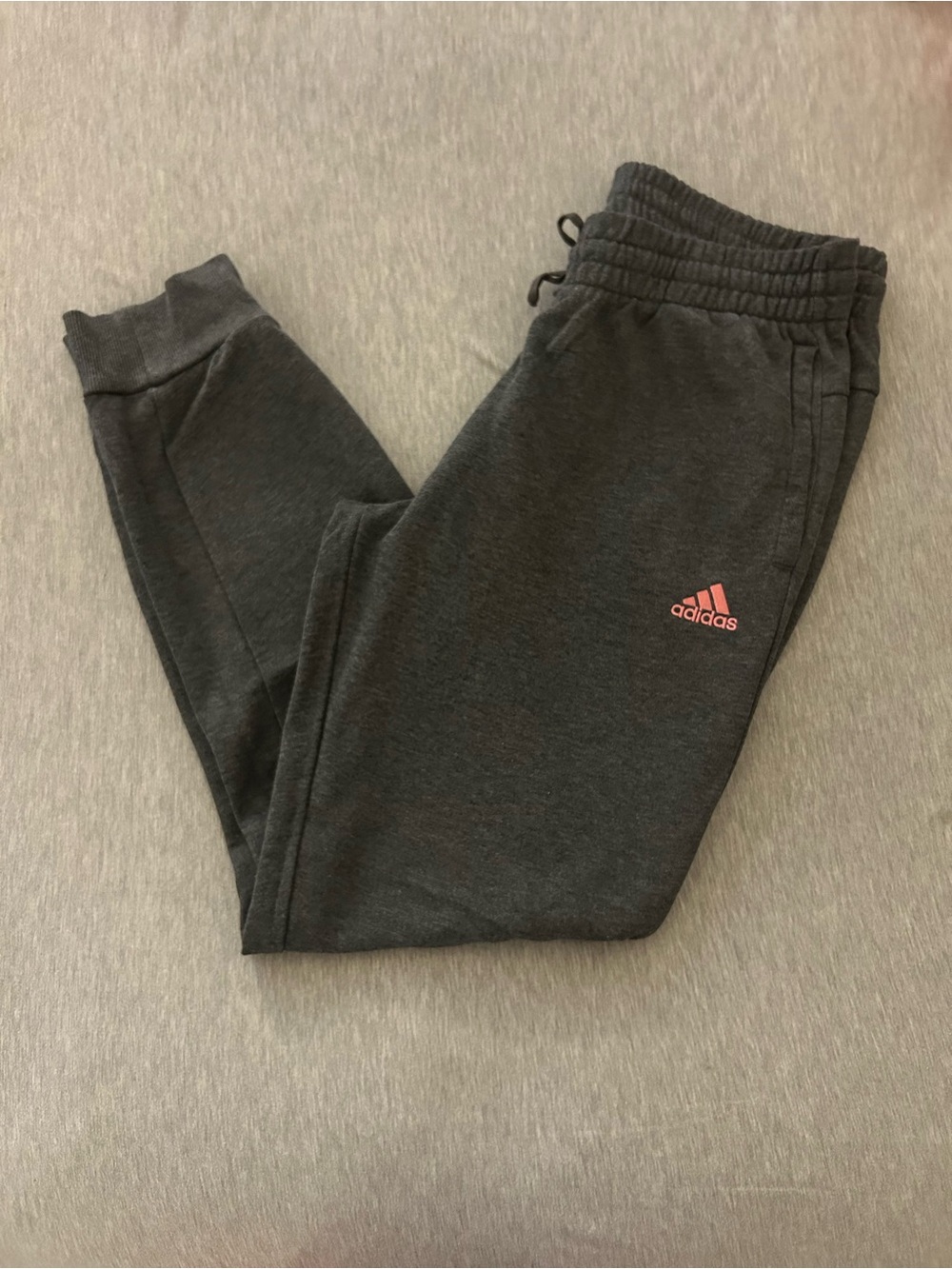 Women's Adidas Dark Gray Joggers with Pink Logo